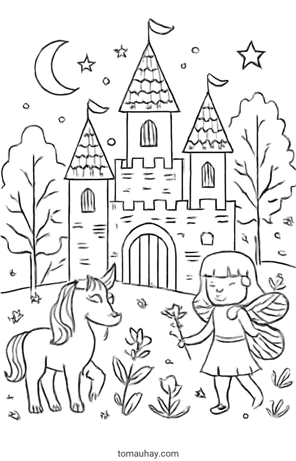 Tranh tô màu nhiều chi tiết cho bé 2026 | Tải PDF miễn phí - Cổ tích huyền ảo