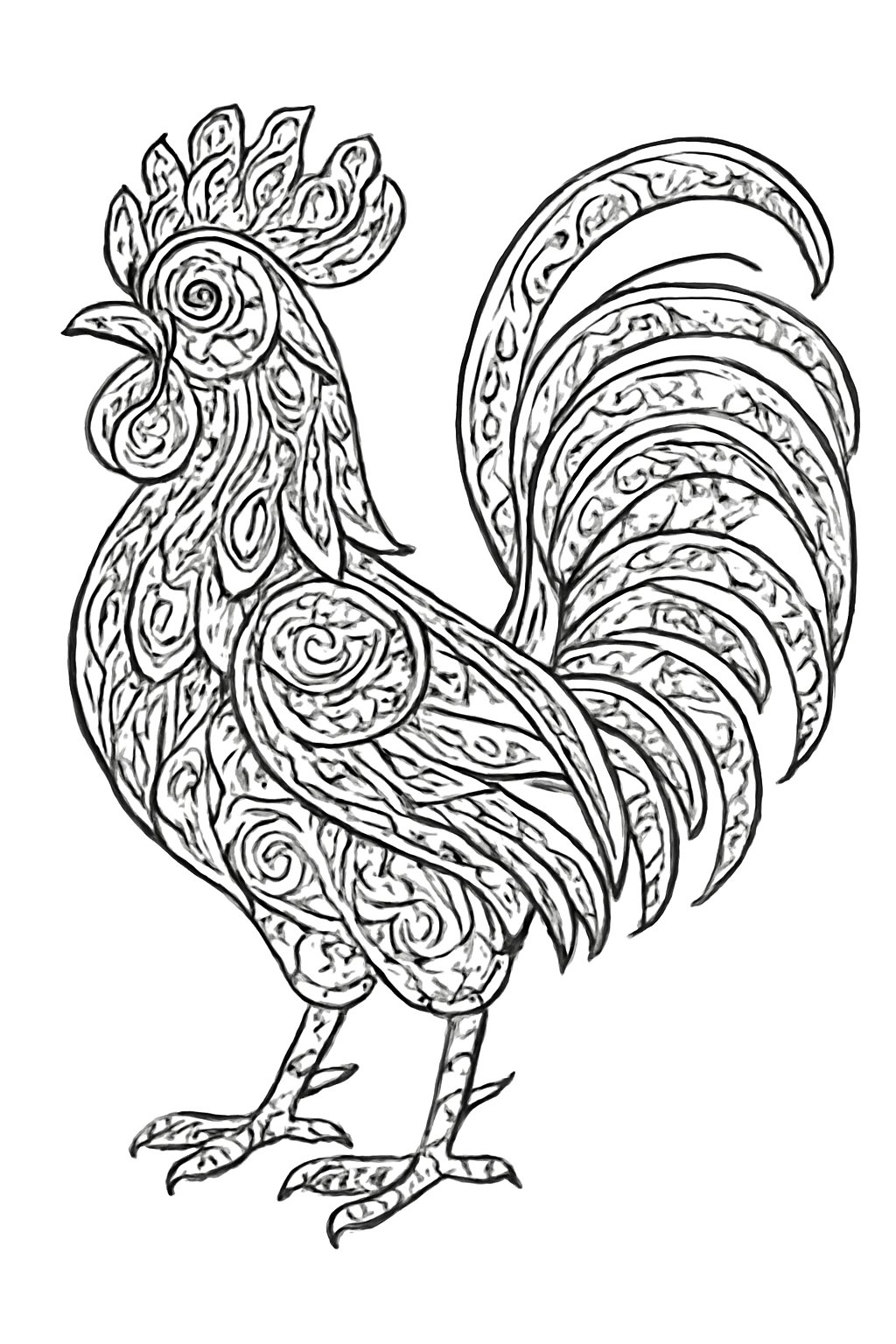 Tô màu con gà trống 2025 - Tranh tô màu gà trống cho bé PDF