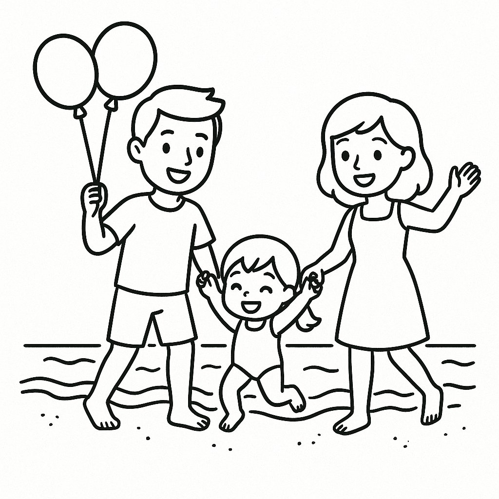 Gia đình đi chơi biển