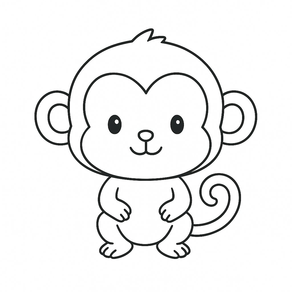 Tô màu con khỉ cho bé 2025 | Tranh tô màu PDF miễn phí