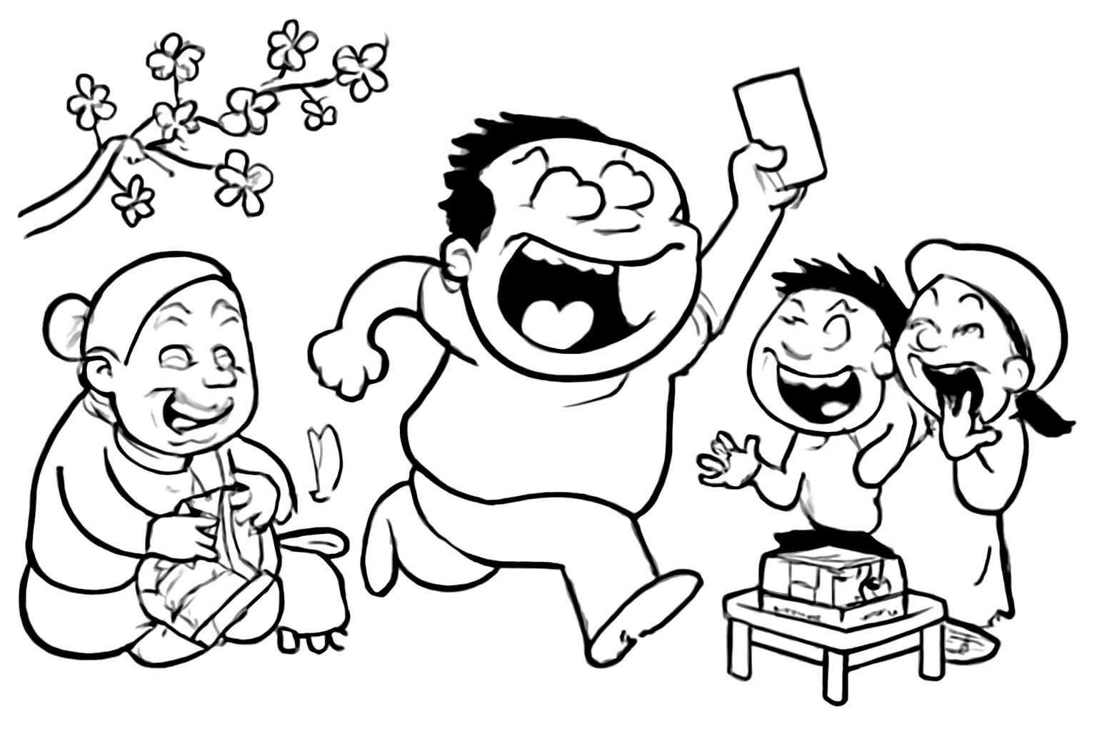 Tranh tô màu ngày Tết quê em cho bé 2025 | Tải PDF miễn phí