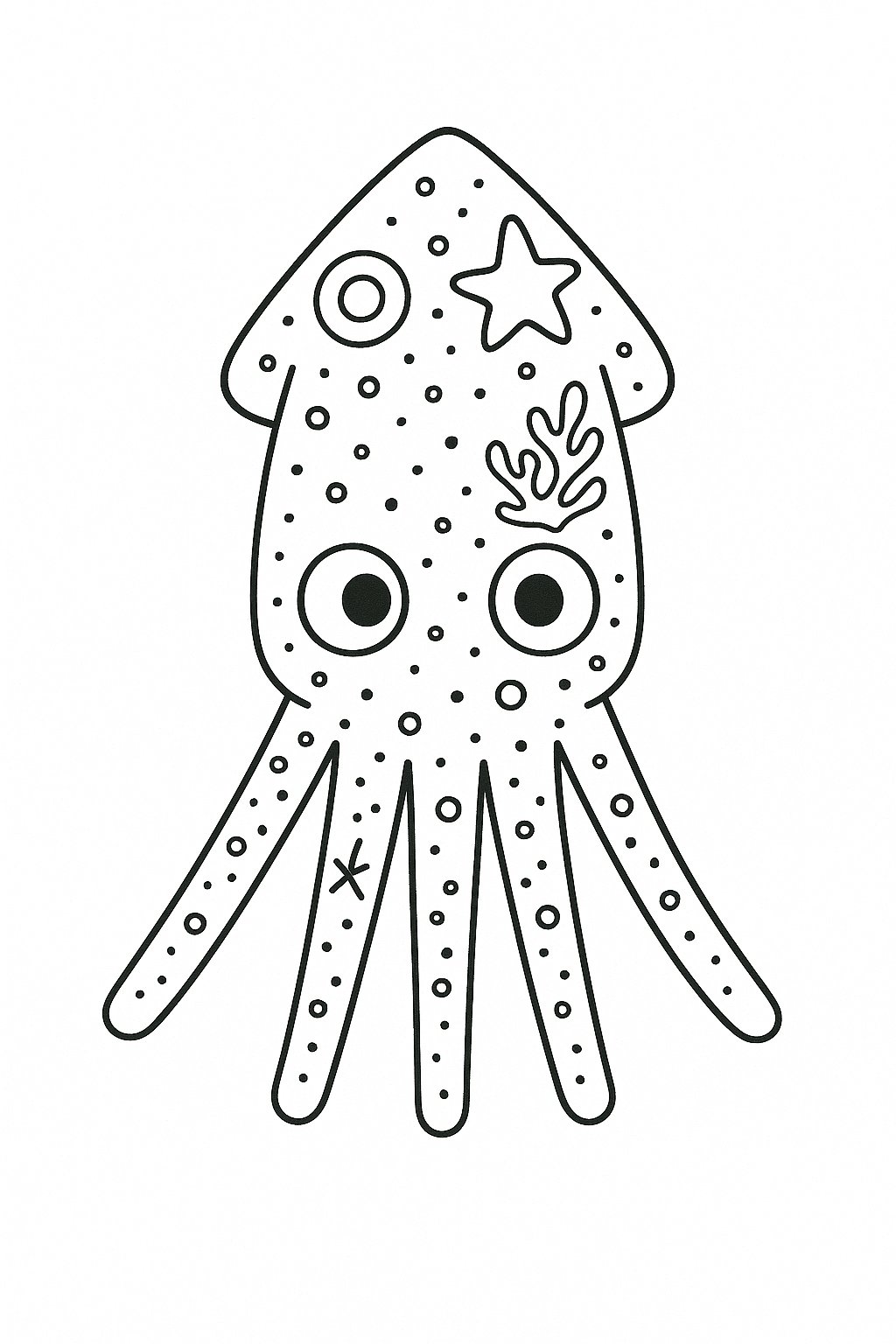 Tranh Tô Màu Con Mực Cho Bé – Tải PDF 2025