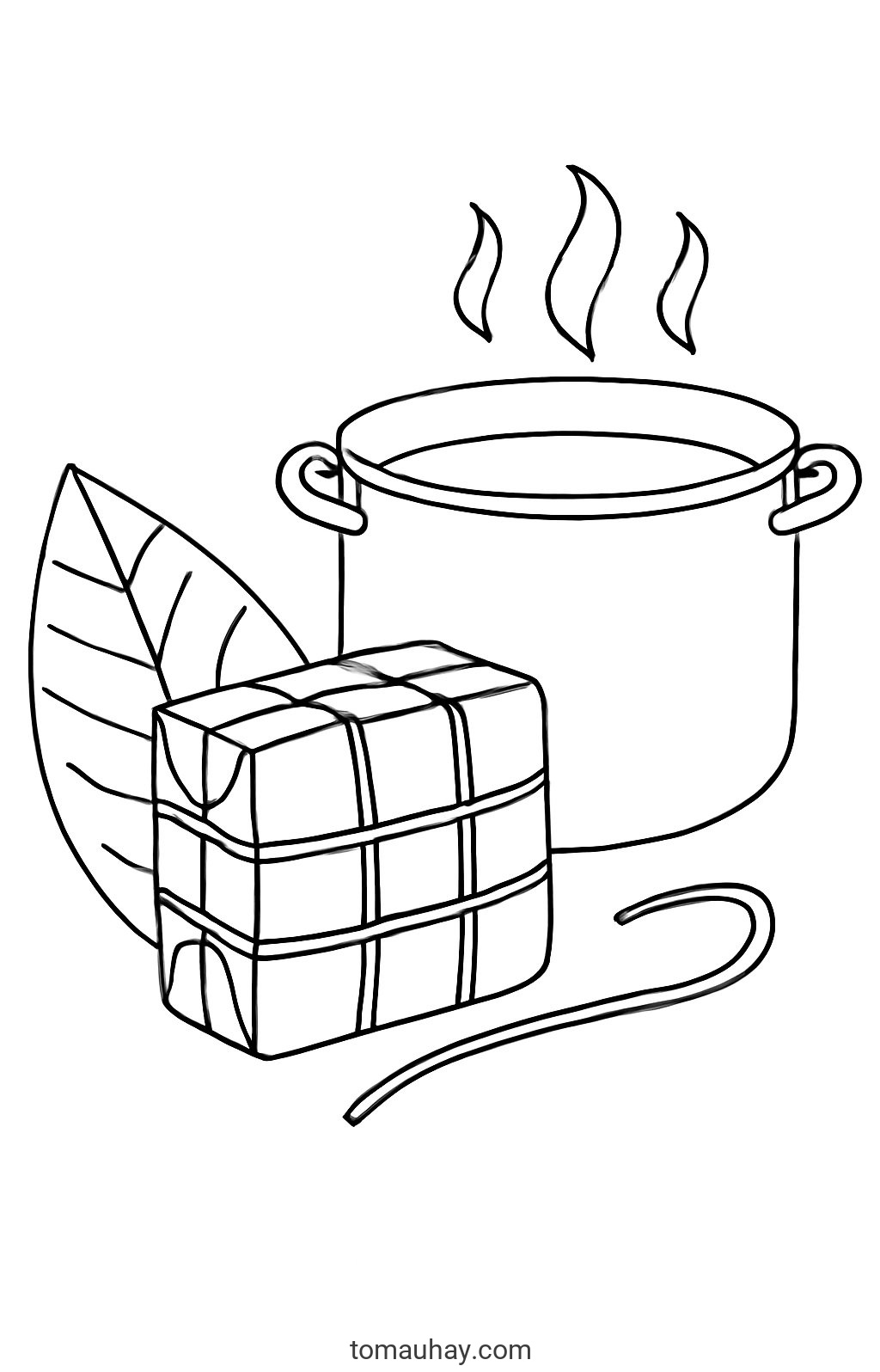 Tranh tô màu ngày Tết Nguyên Đán cho bé 2026 đẹp nhất - Tranh tô màu Bánh chưng xanh