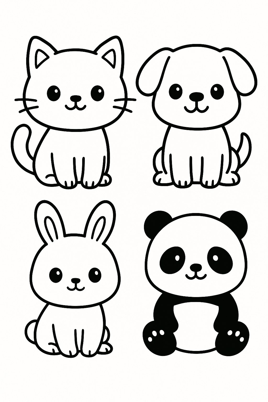 Tranh tô màu cute động vật