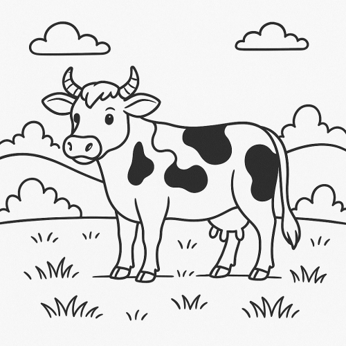 Tô màu con bò 2025 - Tranh tô màu con bò cho bé tải PDF