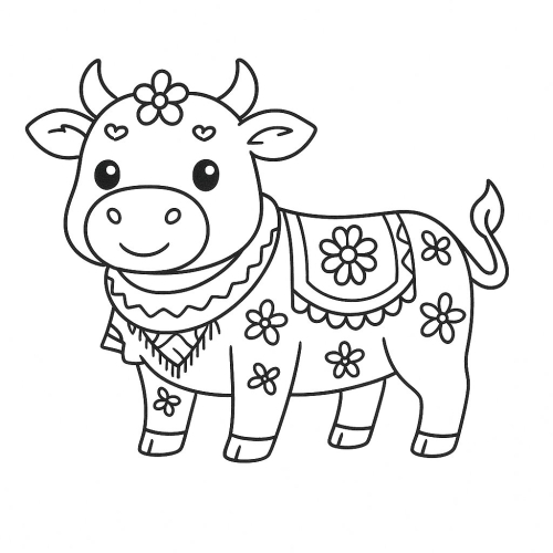 Tô màu con bò 2025 - Tranh tô màu con bò cho bé tải PDF