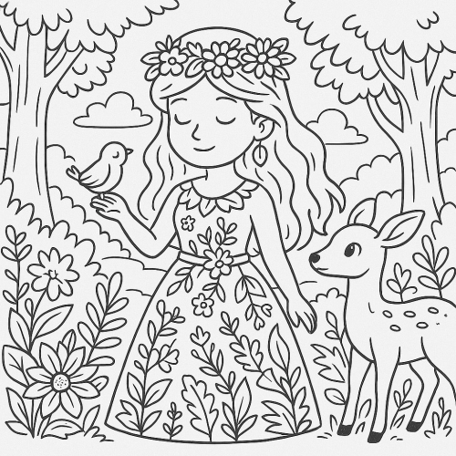 Tranh tô màu công chúa cho bé đẹp dễ thương