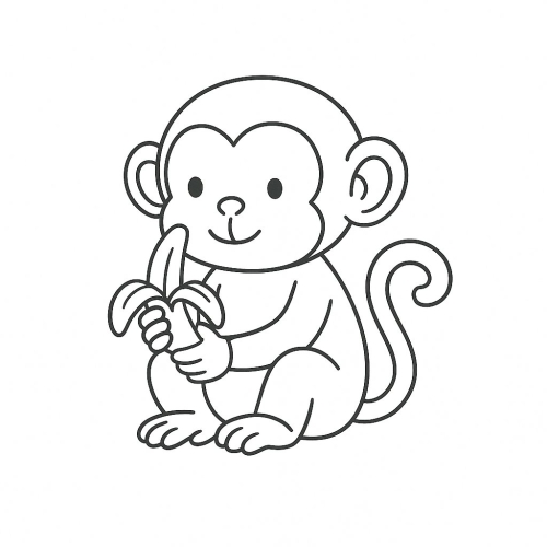 Tô màu con khỉ cho bé 2025 | Tranh tô màu PDF miễn phí