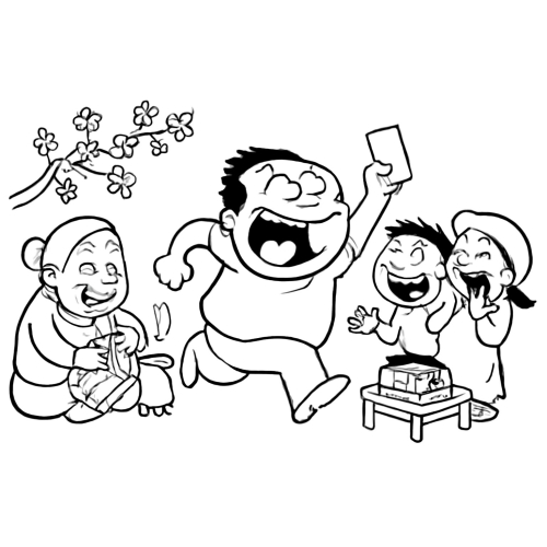 Tranh tô màu ngày Tết quê em cho bé 2025 | Tải PDF miễn phí