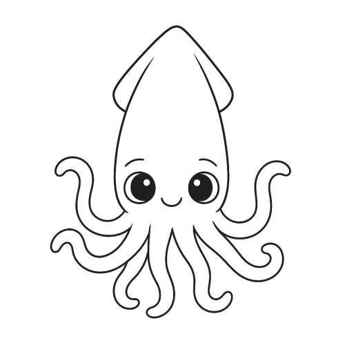 Tranh Tô Màu Con Mực Cho Bé – Tải PDF 2025