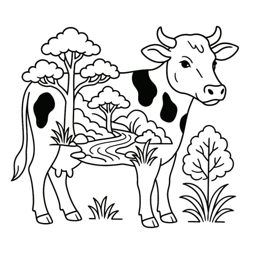 Tranh Tô Màu Con Bò Sữa Cho Bé - Sáng Tạo Năm 2025