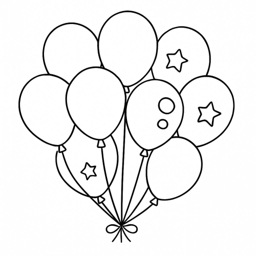 Tranh Tô Màu Chùm Bóng Bay Cho Bé - Sáng Tạo Năm 2025