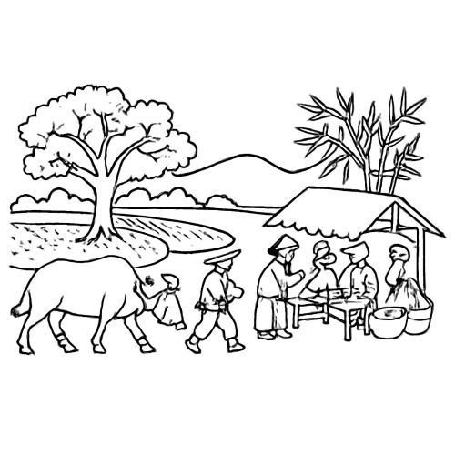 Tranh tô màu ngày Tết quê em cho bé 2025 | Tải PDF miễn phí