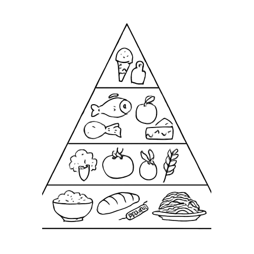 Tranh tô màu tháp dinh dưỡng cho bé 2025 dễ tải