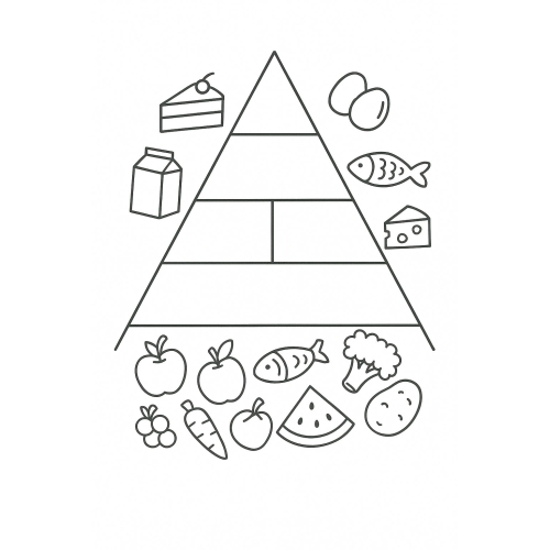 Tranh tô màu tháp dinh dưỡng cho bé 2025 dễ tải