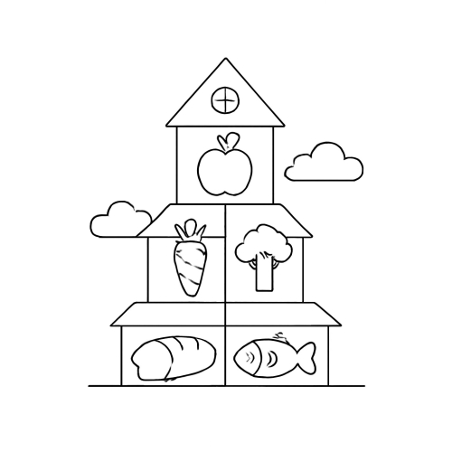 Tranh tô màu tháp dinh dưỡng cho bé 2025 dễ tải