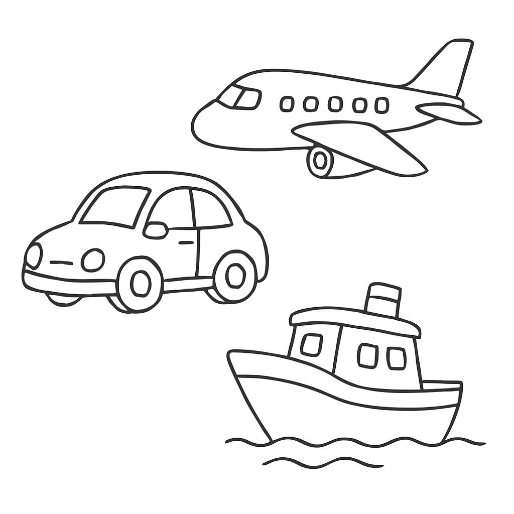 Giấy tô màu phương tiện giao thông