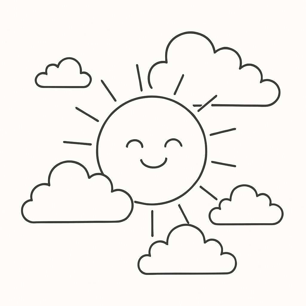 Ông mặt trời và mây bay lượn