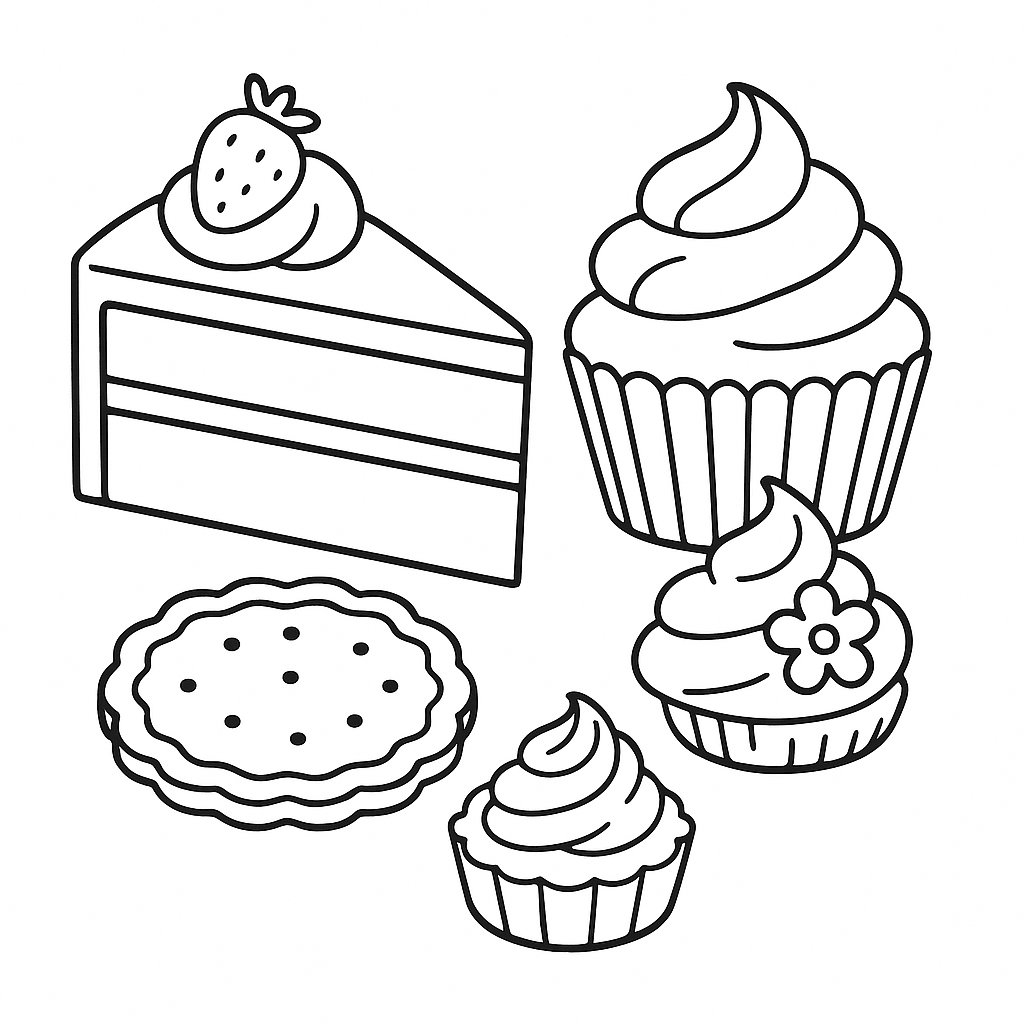 Tranh Tô Màu Bánh Kẹo Cho Bé – Tải PDF 2025