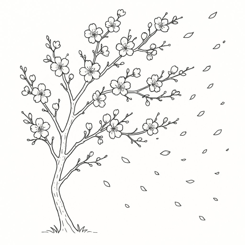 Tranh Tô Màu Cây Hoa Đào Cho Bé Năm 2025 - Khám Phá Mùa Xuân