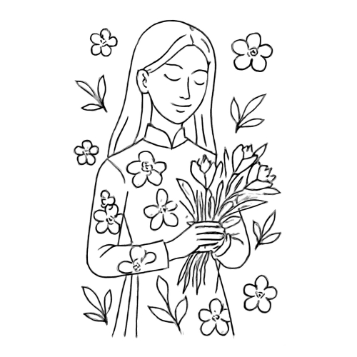 Tranh Tô Màu Cô Giáo Mặc Áo Dài Năm 2025 - Sáng Tạo Cho Bé