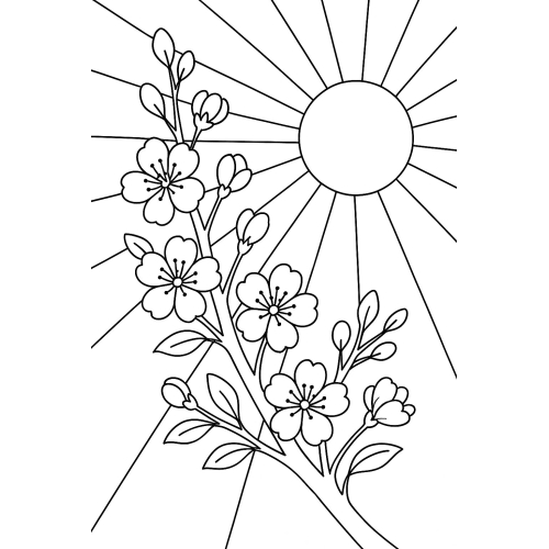 Tranh Tô Màu Cây Hoa Đào Cho Bé Năm 2025 - Khám Phá Mùa Xuân