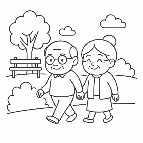 Tranh Tô Màu Ông Bà Cho Bé Năm 2025