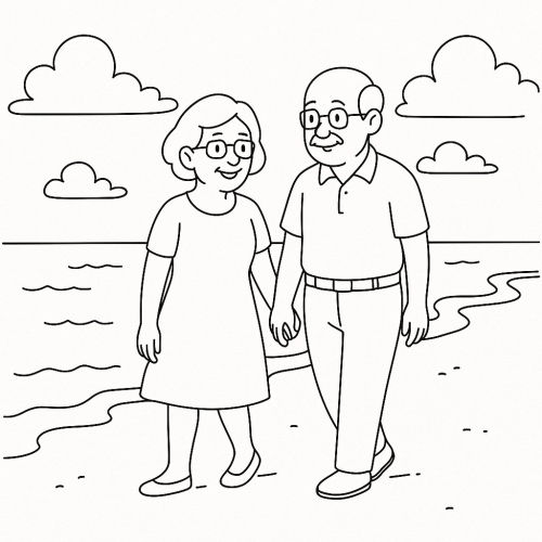 Tranh Tô Màu Ông Bà Cho Bé Năm 2025