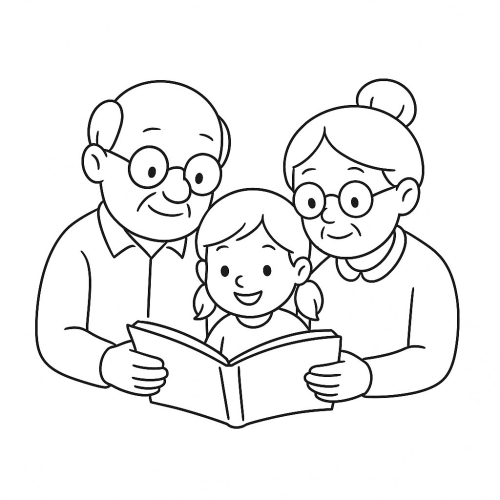 Tranh Tô Màu Ông Bà Cho Bé Năm 2025