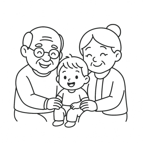 Tranh Tô Màu Ông Bà Cho Bé Năm 2025