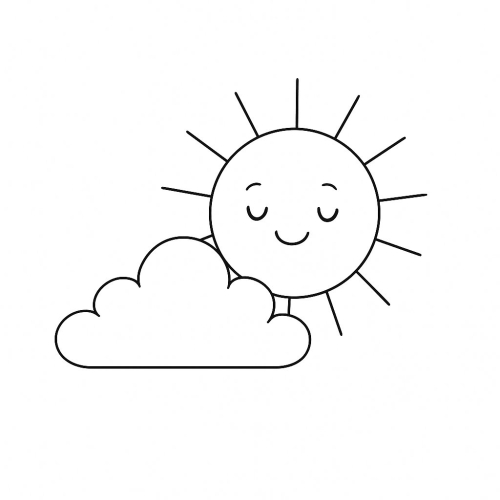 Tranh Tô Màu Ông Mặt Trời Và Đám Mây Năm 2025 Cho Bé