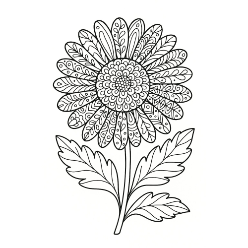 Tranh Tô Màu Hoa Cúc Cho Bé Năm 2025 - Hình Tô Màu Miễn Phí