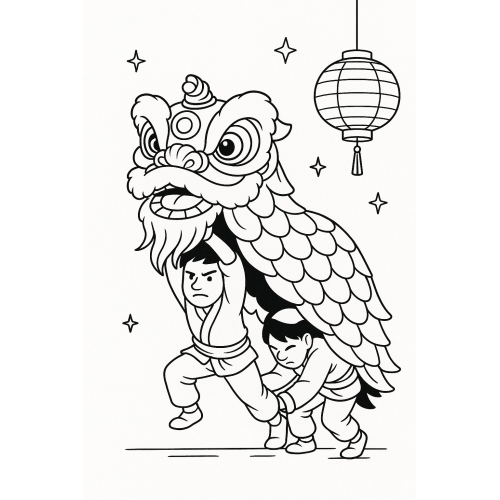 Tranh Tô Màu Múa Lân Cho Bé Năm 2025 - Miễn Phí