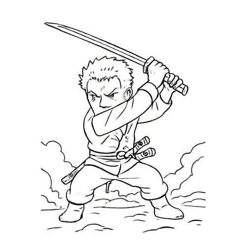 Tranh tô màu Zoro cho bé 2025 - PDF tải về