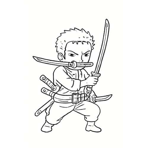 Tranh tô màu Zoro cho bé 2025 - PDF tải về