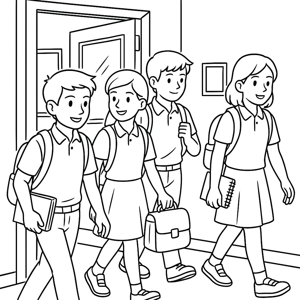 Cảnh học sinh vào lớp