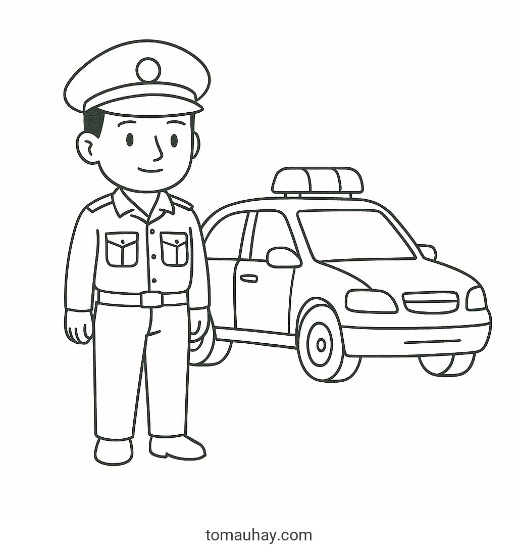 Tô màu chú cảnh sát giao thông cho bé – Tranh tô màu 2026 - Cảnh sát giao thông truyền thống
