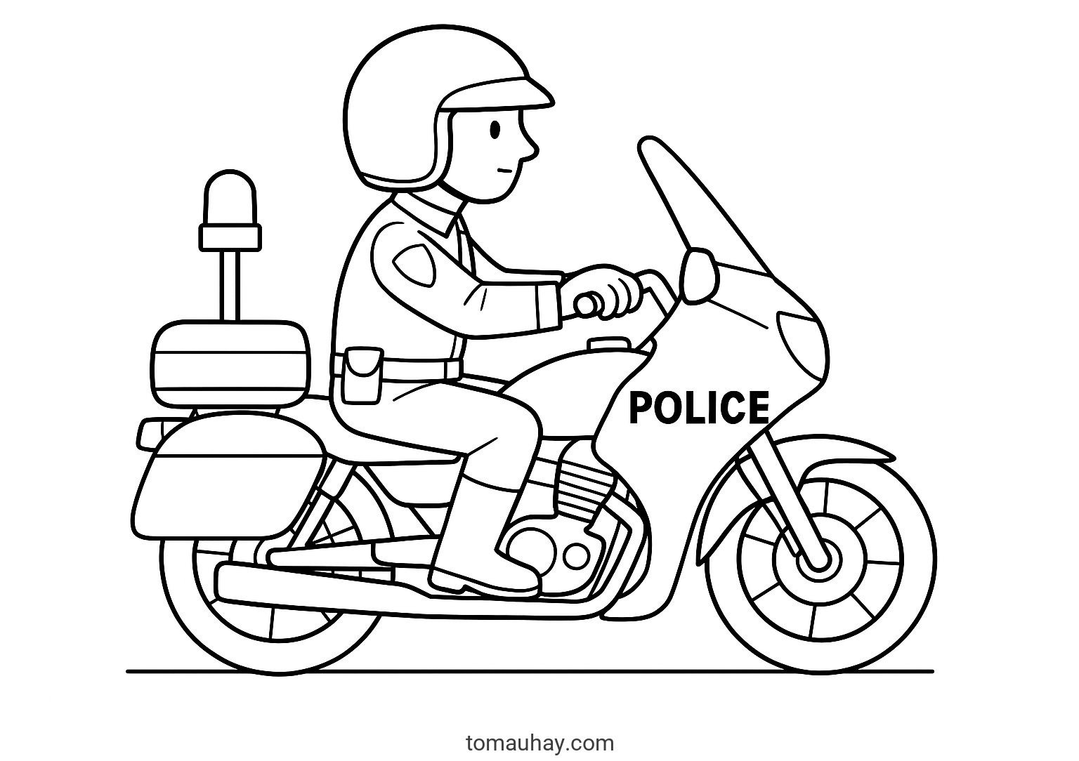 Tô màu chú cảnh sát giao thông cho bé – Tranh tô màu 2026 - Cảnh sát giao thông và xe mô tô
