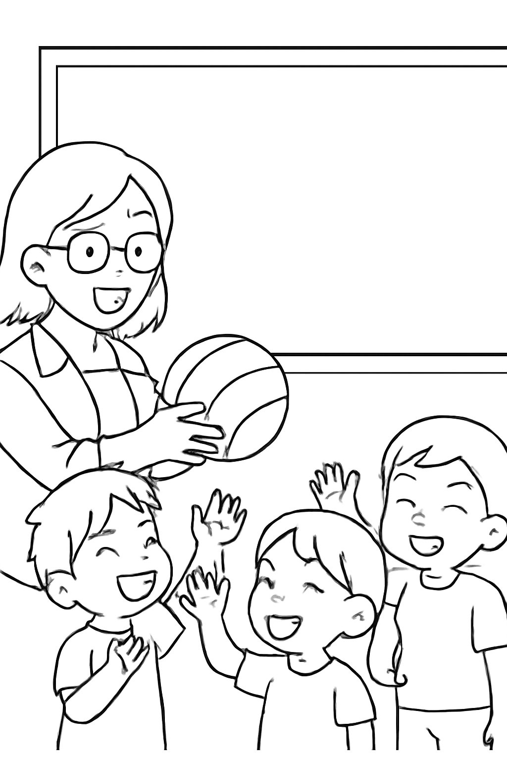 Cô giáo đang tổ chức trò chơi