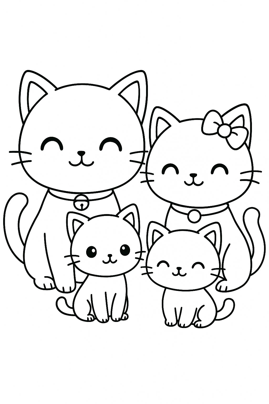 Gia đình mèo kiểu chibi