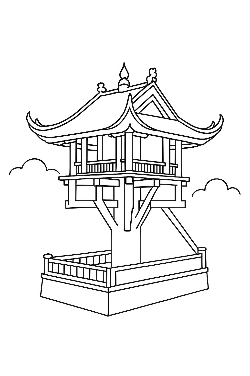 Tô màu chùa Một Cột thanh thoát