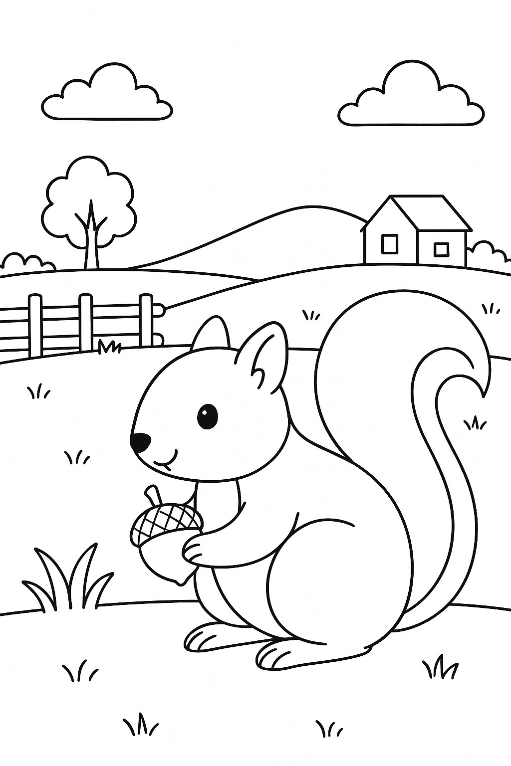 Tô màu con sóc đồng quê