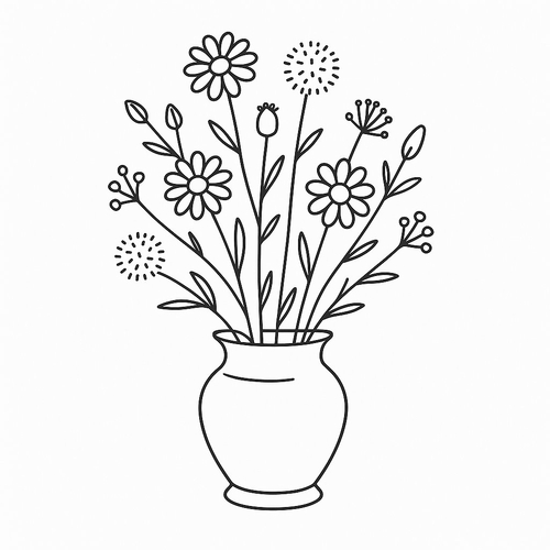 Tô màu bình hoa cho bé – Tranh tô màu 2025
