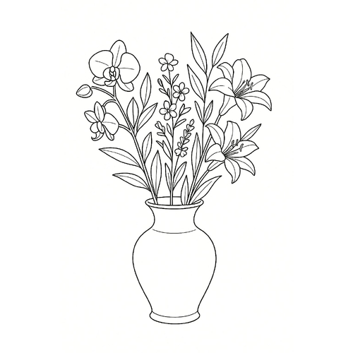 Tô màu bình hoa cho bé – Tranh tô màu 2025