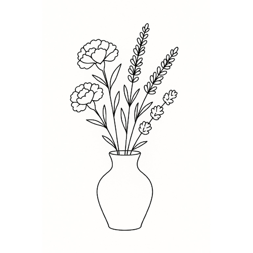 Tô màu bình hoa cho bé – Tranh tô màu 2025