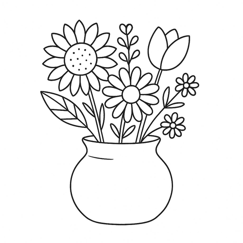 Tô màu bình hoa cho bé – Tranh tô màu 2025