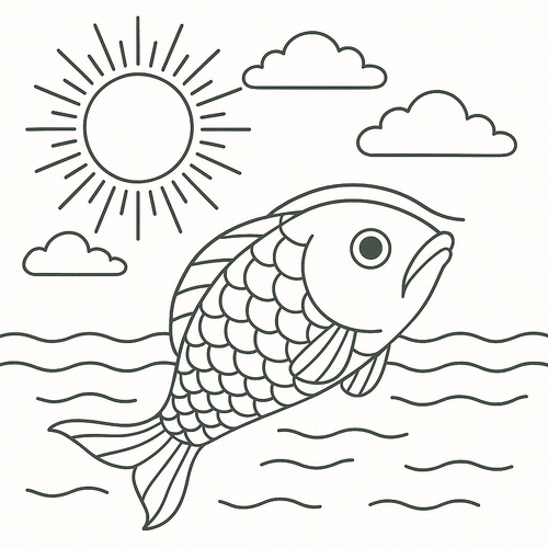 Tranh Tô Màu Con Cá Chép Cho Bé Năm 2025 - Tải PDF Miễn Phí