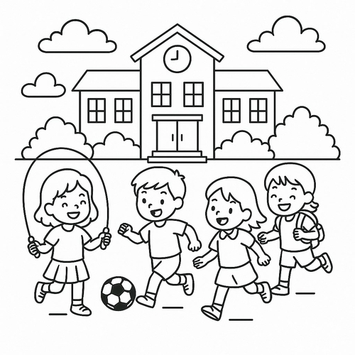 Tranh Tô Màu Trường Tiểu Học Cho Bé Năm 2025 - Tải PDF