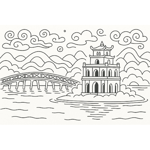 Tranh Tô Màu Hồ Gươm Cho Bé Năm 2025