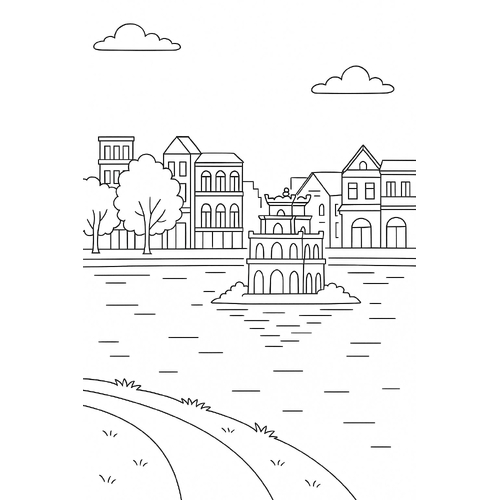 Tranh Tô Màu Hồ Gươm Cho Bé Năm 2025